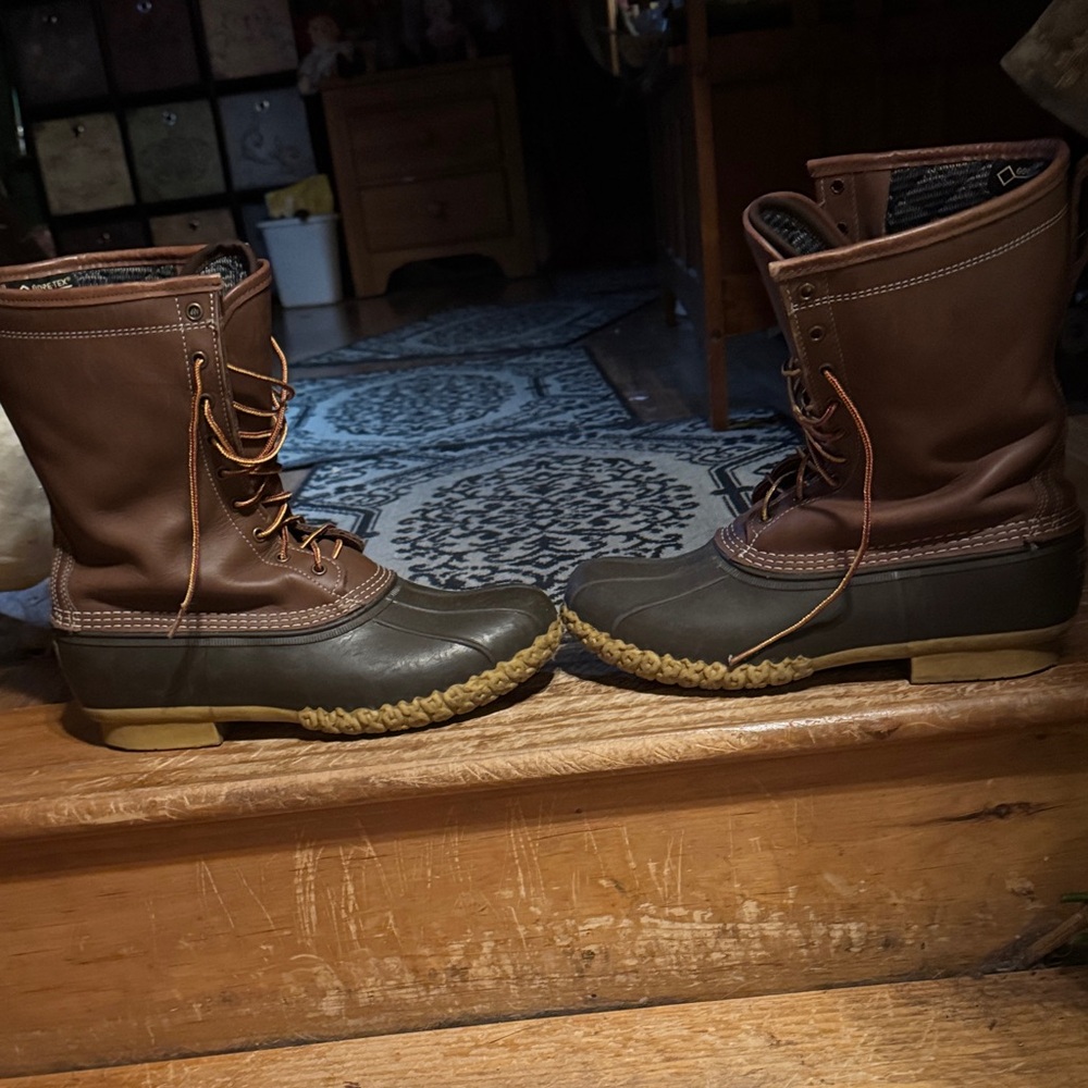 L.L. Bean Men's Brown and Dark Tan Rain Boots